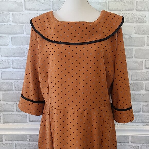 Bettie Page Tatyana Midi Dress Curvy Girl Retro Polka Dot Trad Plus Size 4XL - Picture 2 of 10
